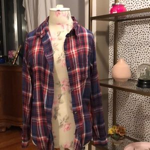 AE boyfriend fit plaid button down